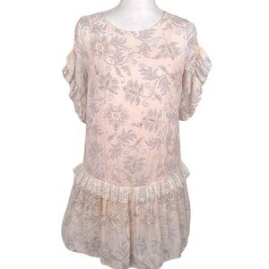 LOFT Light Pink Floral Lace Boho Midi Dress Size XS
